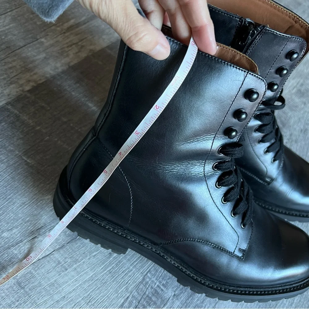 Steve Madden Combat Black Leather Boots Size 8